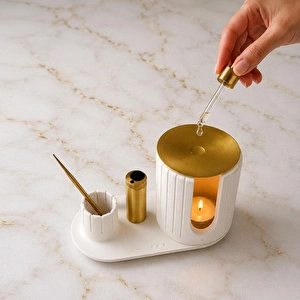 Coho Objet Coho Style Standlı Buhurdanlık & Mum Söndürücü & Mini Kibritlik Full Set görseli 4