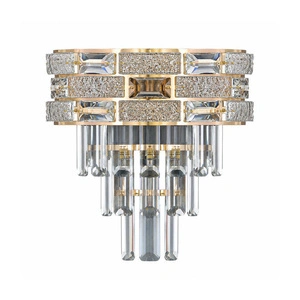 Apliqa Dolares Gold 40 Watt Kristal Taşlı Duvar Lambası Salon Aplik görseli 3