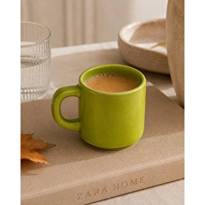 Beige & Stone Yeşil Seramik Fincan 175 Ml Kahve Çay Espresso Ve Türk Kahvesi Fincanı görseli 2