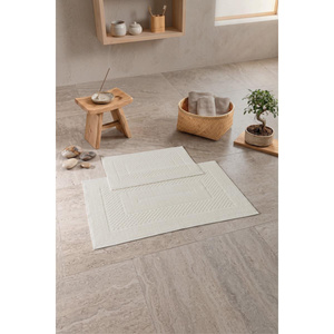 Aura Jakarlı Kaymaz Taban Pamuklu Paspas Seti Frame Krem 60x90+40x60