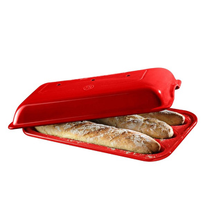 Emile Henry 3 Lü Baget Ekmek Kabı Dikdörtgen 39 X 23 Cm - Kırmızı görseli 4