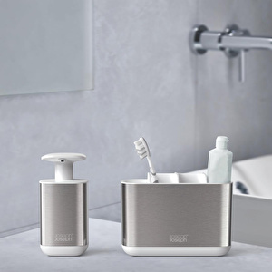 Joseph Joseph 2 Li Sıvı Sabunluk Ve Lavabo Düzenleme Seti - Beyaz Çelik