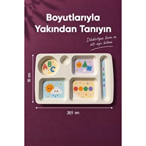 Wumboo 6 Bölmeli Melamin Çocuk Tabağı-ekstra Dayanıklı Bpa Free Beslenme Tabağı-eğitici Çocuk Tabağı görseli 4