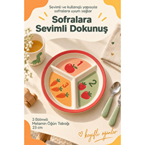 Wumboo 3 Bölmeli Melamin Çocuk Tabağı-ekstra Dayanıklı Bpa Free Beslenme Tabağ-eğitici Sayılar Çocuk Tabağı görseli 5