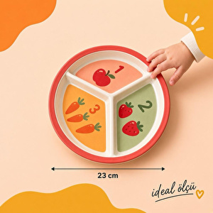 Wumboo 3 Bölmeli Melamin Çocuk Tabağı-ekstra Dayanıklı Bpa Free Beslenme Tabağ-eğitici Sayılar Çocuk Tabağı görseli 4