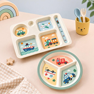 Wumboo 2'li Melamin Çocuk Tabağı - Ekstra Dayanıklı Bpa Free Beslenme Seti- Kırılmaz Çocuk Beslenme Tabağı