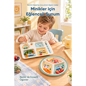 Wumboo 2'li Melamin Çocuk Tabağı - Ekstra Dayanıklı Bpa Free Beslenme Seti- Kırılmaz Çocuk Beslenme Tabağı görseli 5