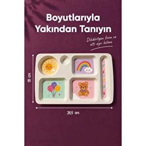Wumboo 6 Bölmeli Melamin Çocuk Tabağı-mama Tabağı-ekstra Dayanıklı Bpa Free Beslenme Tabağı- Güneş görseli 4
