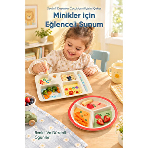 Wumboo 2'li Melamin Çocuk Tabağı - Ekstra Dayanıklı Bpa Free Beslenme Seti- Kırılmaz Çocuk Beslenme Tabağı görseli 5