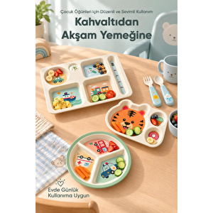 Wumboo 3'lü Melamin Çocuk Tabağı - Ekstra Dayanıklı Bpa Free Beslenme Seti- Kırılmaz Çocuk Beslenme Tabağı görseli 4