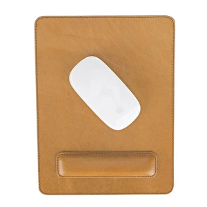 Bloominbag Bloomdesk Ease Burnished Brass Hakiki Deri Bilek Destekli Mouse Pad görseli 2