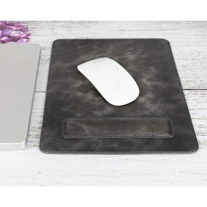 Bloominbag Bloomdesk Ease Stone Grey Hakiki Deri Bilek Destekli Mouse Pad görseli 2
