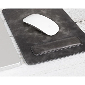 Bloominbag Bloomdesk Ease Stone Grey Hakiki Deri Bilek Destekli Mouse Pad görseli 3