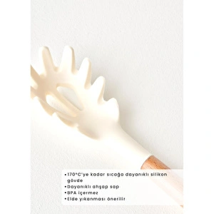 Bella Maison Olivia Silikon Makarna Kepçesi Krem (31x6x4 Cm) Krem görseli 2