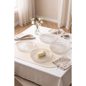 Rakle Splendid Gold Cam 4'lü Pasta Tabağı Seti 21 Cm