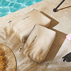Ocean Home Textile 2'li Termal Astarlı Su İtici Leke Tutmaz Jüt Keten Makyaj İlaç Çantası Seti 19 X 13 X 7 / 23 X 16 X 7 Cm görseli 3