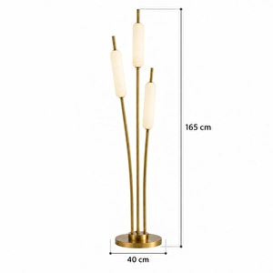 Apliqa Alina 3'lü Salon Oturma Odası İçin Şık Dekoratif Ayaklı Led Lambader görseli 5