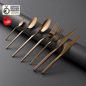 Jumbo 5100 Quartz Titanyum Bronz 12 Kişilik 84 Parça Çatal Kaşık Bıçak Seti görseli 1
