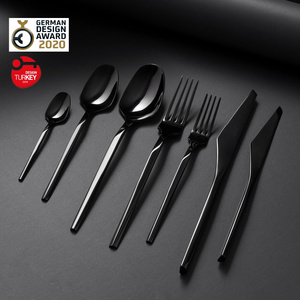 Jumbo 5100 Quartz Titanyum Siyah 12 Kişilik 84 Parça Çatal Kaşık Bıçak Takımı görseli 1