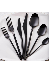 Jumbo 5100 Quartz Titanyum Siyah 12 Kişilik 84 Parça Çatal Kaşık Bıçak Takımı görseli 5