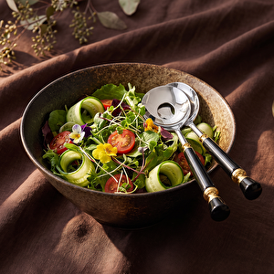 Jumbo Black 2 Parça Salata Servis Seti görseli 5