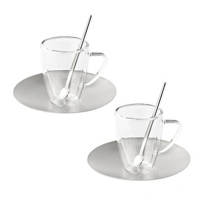 Jumbo Glory 6 Parça Mat Çelik Espresso Fincan Takımı görseli 1