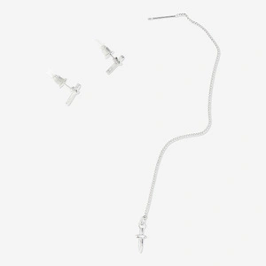 Flying Tiger Copenhagen Zincir Küpe ve 2'li Küçük Çivi Küpe Seti