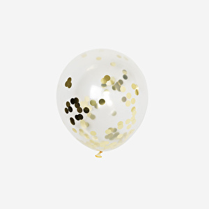 Flying Tiger Copenhagen 6'lı Gold Detaylı Konfetili Balon Seti görseli 2