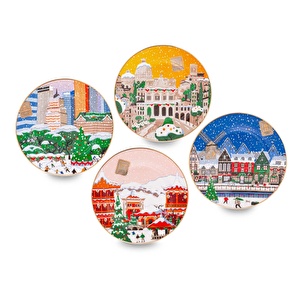 Jumbo New Year Countries 4'lü Pasta Tabağı 20 cm görseli 1