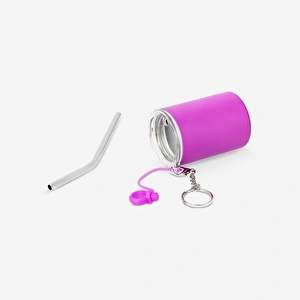 Flying Tiger Copenhagen Pembe Metal Pipetli Kapaklı Bardak Anahtarlık