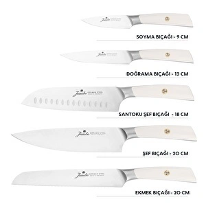 Jumbo Katana Standlı 6 Parça Alman Çeliği Beyaz Bıçak Seti görseli 5