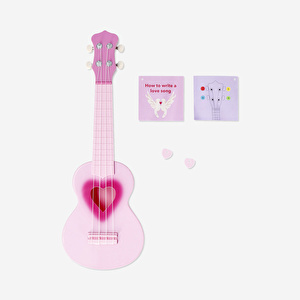 Flying Tiger Copenhagen Pembe Kalp Detaylı Ukulele görseli 1