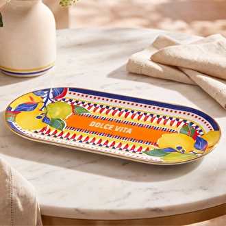 Baci Milano Dolce Vita Limon Oval Tepsi 11x24 cm Porselen