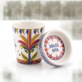 Baci Milano Dolce Vita Palm Kapaklı Espresso Fincanı 7 cm Porselen