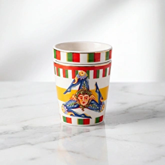 Baci Milano Dolce Vita Trinacria Kapaklı Espresso Fincanı 7 cm Porselen