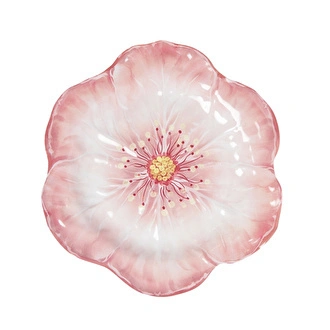 Baci Milano Botanica Çiçek Desenli Melamin Pembe Servis Tabağı 28 cm