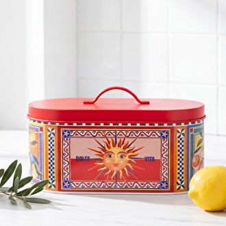 Baci Milano Dolce Vita Güneş Desenli Paslanmaz Çelik Vakumlu Ekmek Kutusu 34 x 18 cm, H 15 cm