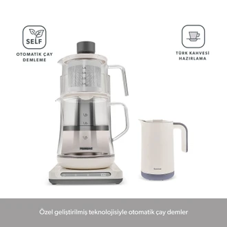 Homend Smart Royaltea Plus 2 in 1 Otomatik Çay ve Türk Kahve Makinesi Beyaz