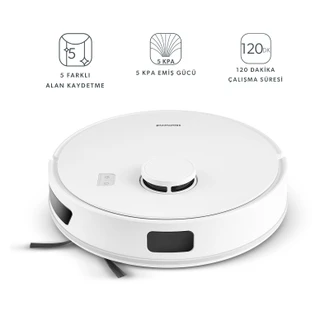 Homend Alex Laser 1291H Moplu ve Haritalamalı Akıllı 5 Kpa Robot Süpürge Beyaz