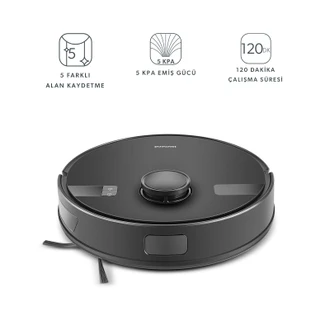 Homend Alex Laser 1291H Moplu ve Haritalamalı Akıllı 5 Kpa Robot Süpürge Siyah