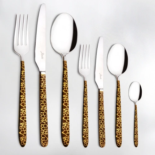 Jumbo 9400 Safari Black Gold 12 Kişilik 84 Parça Çatal Kaşık Bıçak Takımı