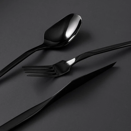 Jumbo 5100 Quartz Titanyum Siyah 12 Kişilik 84 Parça Çatal Kaşık Bıçak Takımı