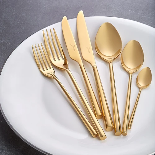Jumbo Jumbo 1001 Titanyum Gold 12 Kişilik 84 Parça Çatal Kaşık Bıçak Takımı