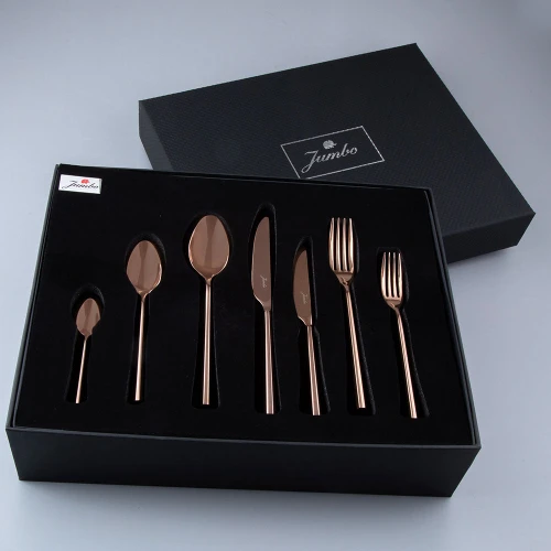 Jumbo Jumbo 1001 Titanyum Bronz 12 Kişilik 84 Parça Çatal Kaşık Bıçak Takımı