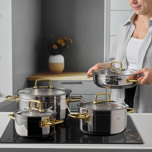 Jumbo Jumbo Modena 8 Parça Titanyum Gold Tencere Seti