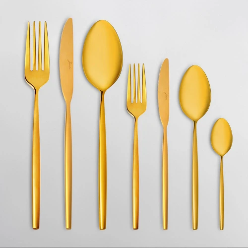 Jumbo Jumbo 5900 Infinity Titanyum Gold 12 Kişilik 84 Parça Çatal Kaşık Bıçak Takımı