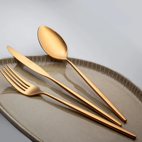 Jumbo Jumbo 5900 Infinity Titanyum Bronz 12 Kişilik 84 Parça Çatal Kaşık Bıçak Takımı