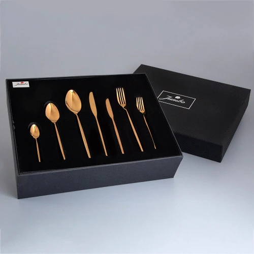 Jumbo Jumbo 5900 Infinity Titanyum Bronz 12 Kişilik 84 Parça Çatal Kaşık Bıçak Takımı