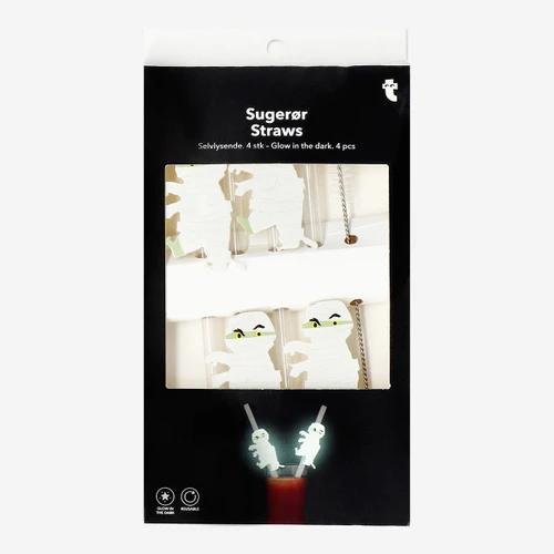 Flying Tiger Copenhagen 4'lü Karanlıkta Parlayan Mumyalı Pipet Seti