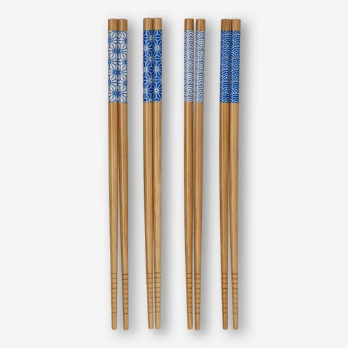 Flying Tiger Copenhagen 4'lü Mavi Bambu Chopstick Seti
